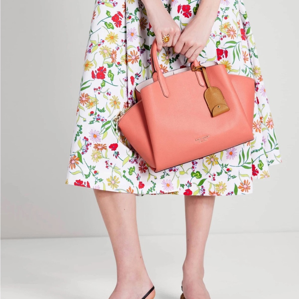 Kate Spade Peach Madison Avenue Leather Satchel Crossbody Bag